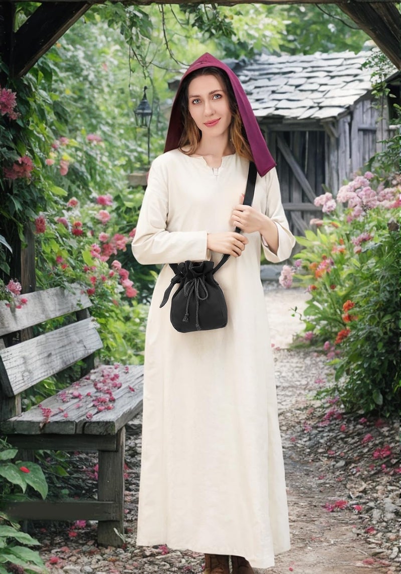 Procos Medieval Bag Canvas Renaissance Drawstring Shoulder Bag Coin Purse Costume Accessories for Festival LARP - Image 3